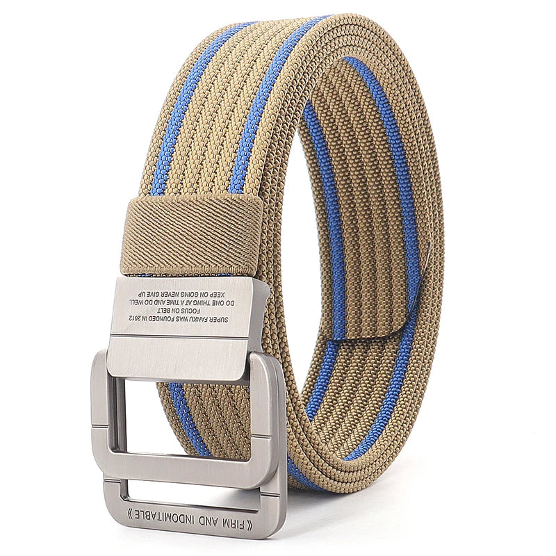 Unisex Canvas Riem met Metalen Dubbele Ring Gesp en Verstelbare Lengte