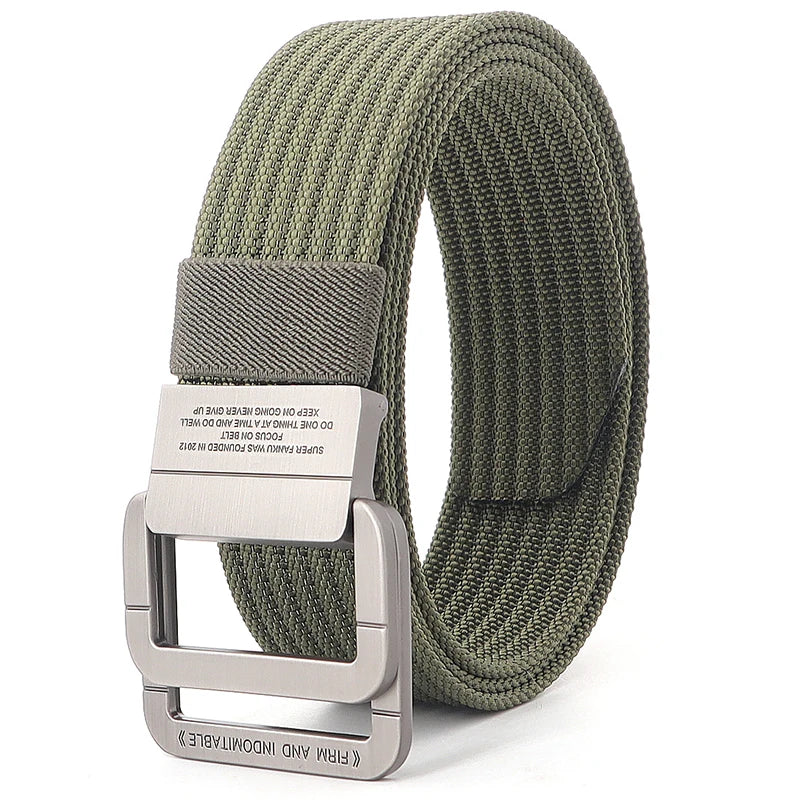 Unisex Canvas Riem met Metalen Dubbele Ring Gesp en Verstelbare Lengte