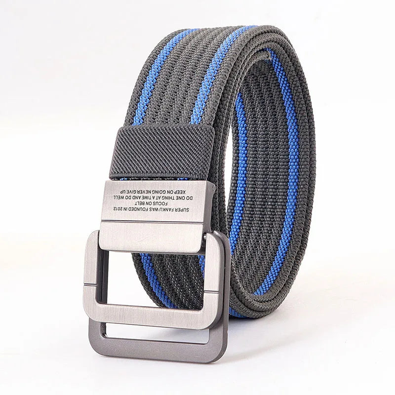 Unisex Canvas Riem met Metalen Dubbele Ring Gesp en Verstelbare Lengte