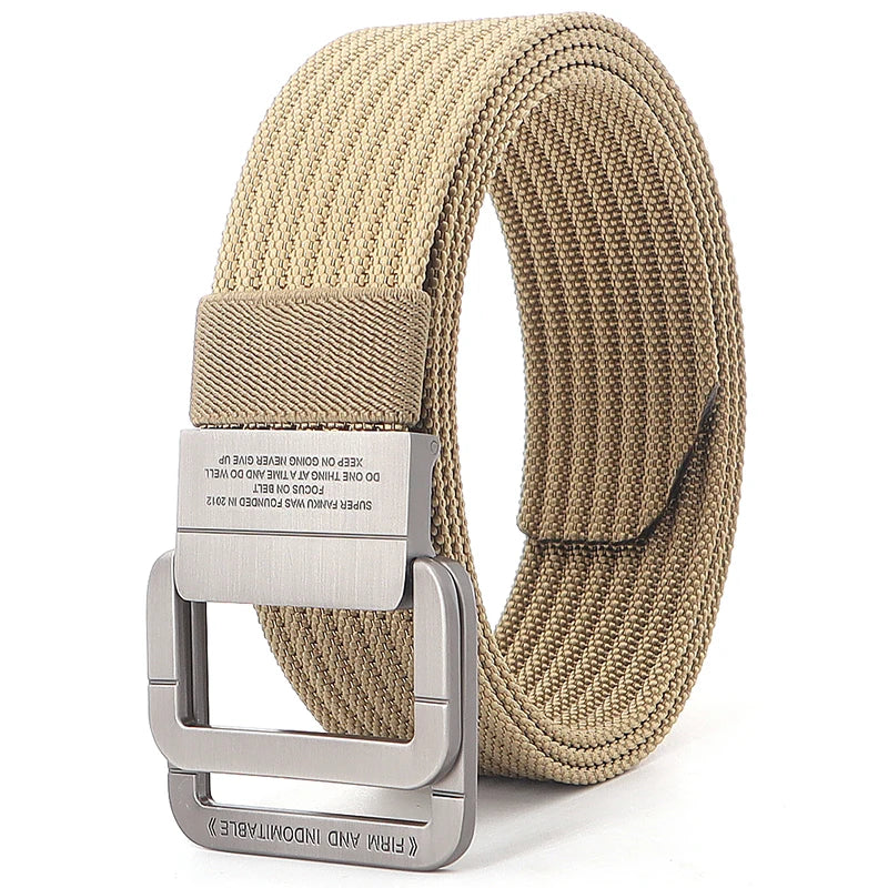 Unisex Canvas Riem met Metalen Dubbele Ring Gesp en Verstelbare Lengte