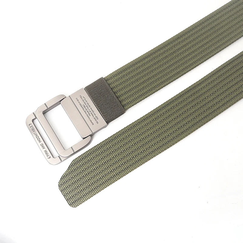 Unisex Canvas Riem met Metalen Dubbele Ring Gesp en Verstelbare Lengte