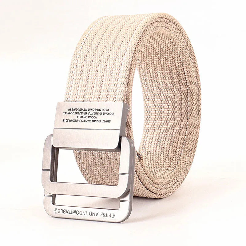 Unisex Canvas Riem met Metalen Dubbele Ring Gesp en Verstelbare Lengte