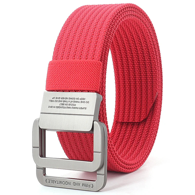 Unisex Canvas Riem met Metalen Dubbele Ring Gesp en Verstelbare Lengte
