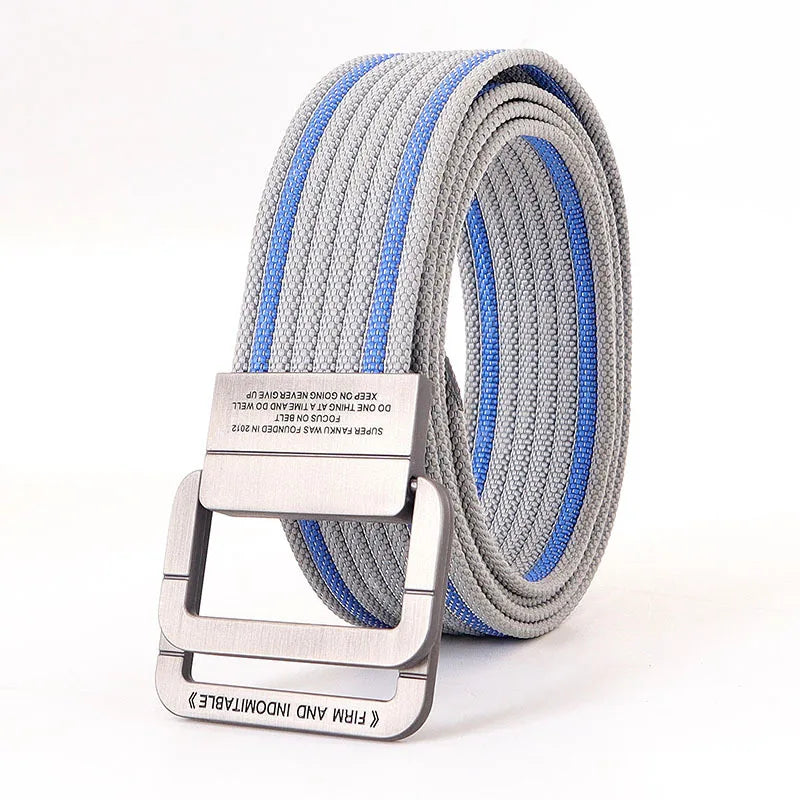 Unisex Canvas Riem met Metalen Dubbele Ring Gesp en Verstelbare Lengte
