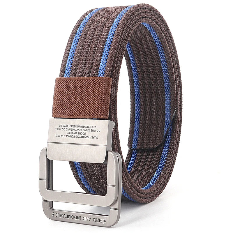 Unisex Canvas Riem met Metalen Dubbele Ring Gesp en Verstelbare Lengte
