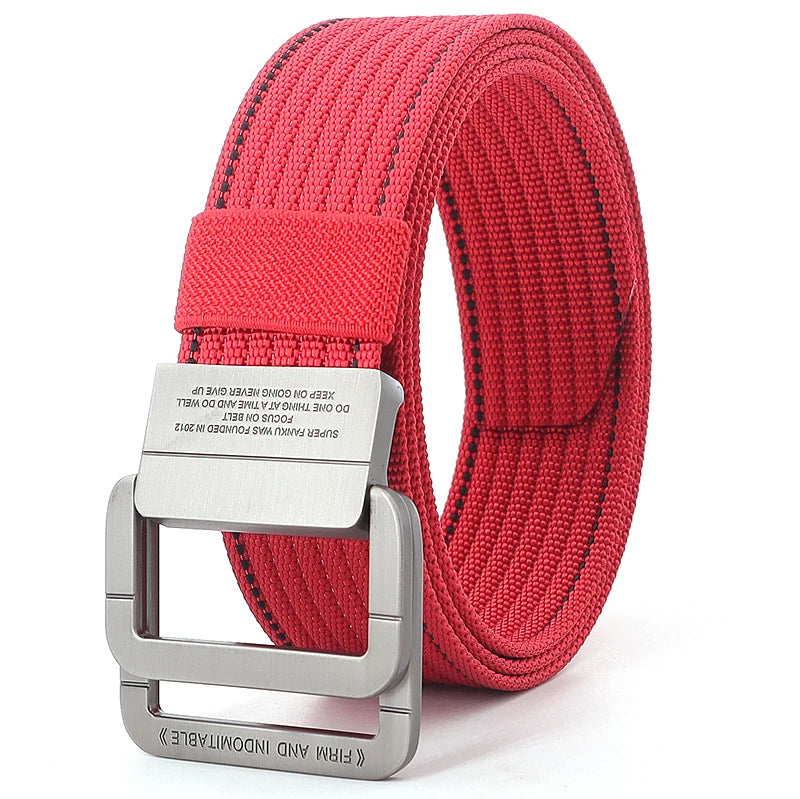 Unisex Canvas Riem met Metalen Dubbele Ring Gesp en Verstelbare Lengte
