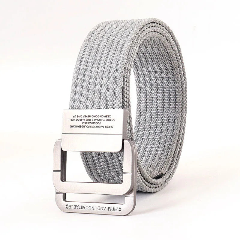 Unisex Canvas Riem met Metalen Dubbele Ring Gesp en Verstelbare Lengte