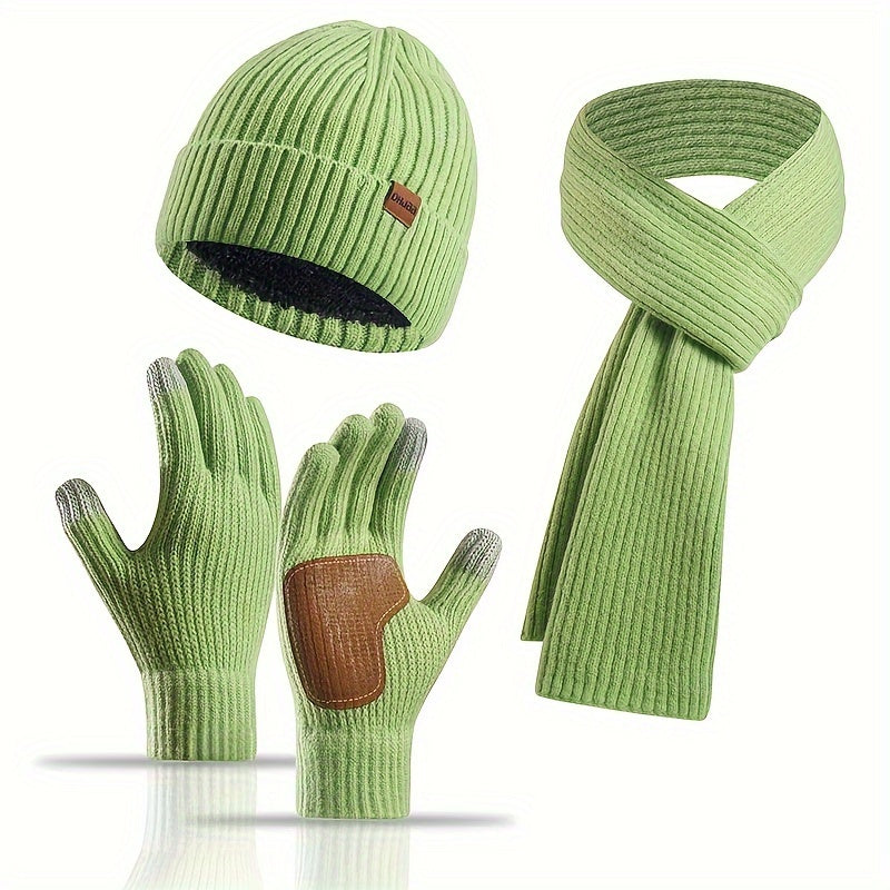 Unisex Winterset met Gebreide Muts, Sjaal en Handschoenen – Warm en Comfortabel voor Buitenactiviteiten