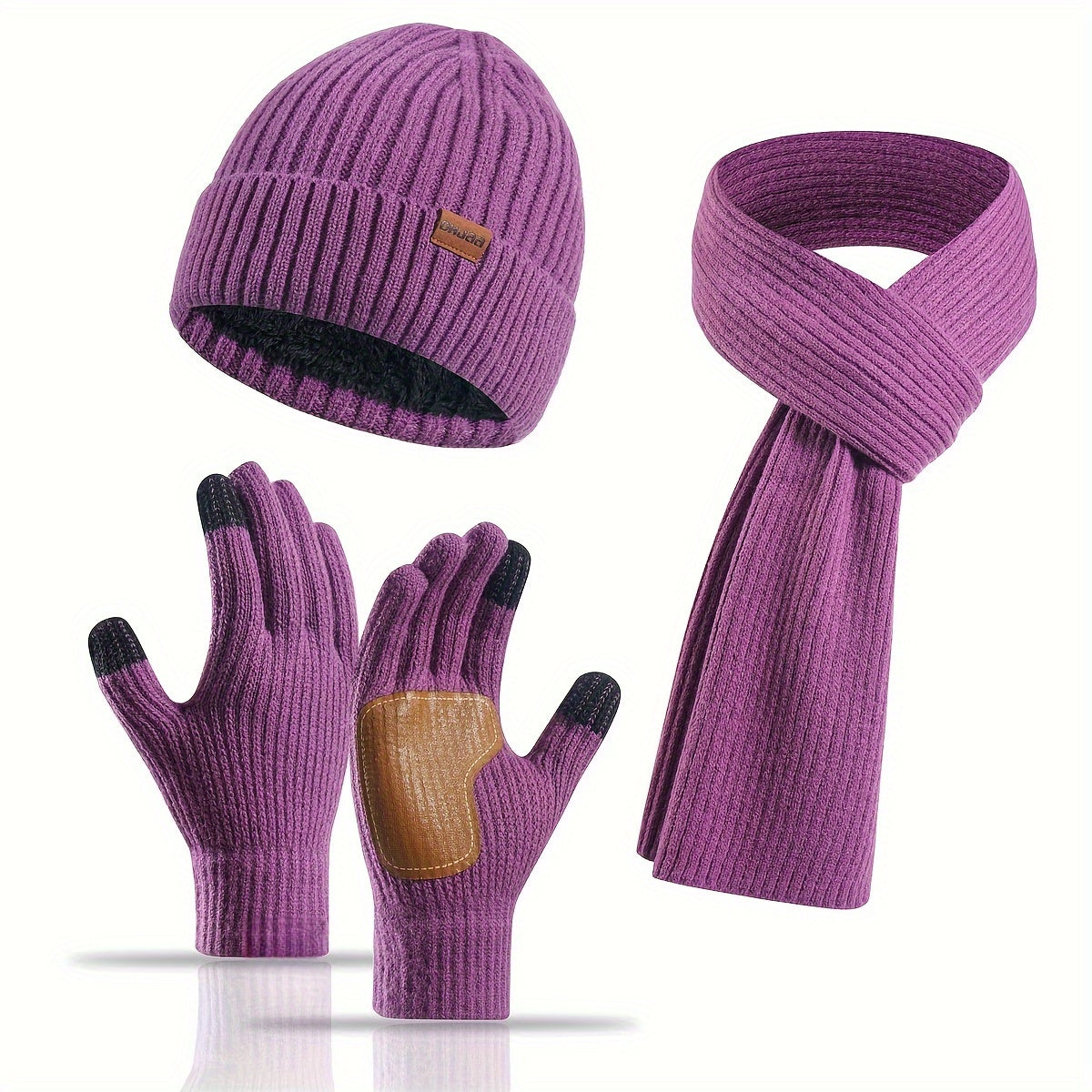 Unisex Winterset met Gebreide Muts, Sjaal en Handschoenen – Warm en Comfortabel voor Buitenactiviteiten