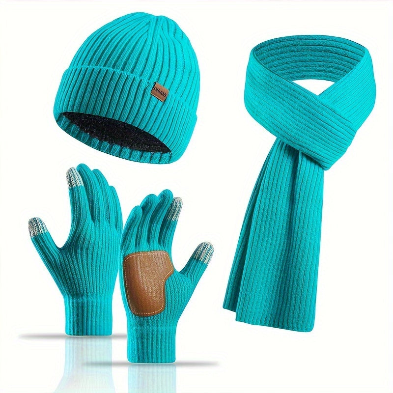 Unisex Winterset met Gebreide Muts, Sjaal en Handschoenen – Warm en Comfortabel voor Buitenactiviteiten