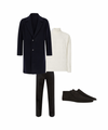 Complete Outfit Heren | Jas/Blazer + Trui/Blouse + Pantalon + Hoge Suede Loafers - Puento Fortade - TP 32 - Essential Winter Zwart Wit