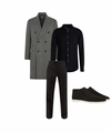 Complete Outfit Heren | Jas/Blazer + Trui/Blouse + Pantalon + Hoge Suede Loafers - Puento Fortade - TP 26 - Grijs/Zwart- Essential Winter