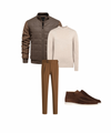 Complete Outfit Heren | Jas/Blazer + Trui/Blouse + Pantalon + Hoge Suede Loafers - Puento Fortade - TP 30 - Essential Bruin/Beige