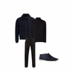 Complete Outfit Heren | Jas/Blazer + Trui/Blouse + Pantalon + Hoge Suede Loafers - Puento Fortade - TP 29 - Essential Blauw Zwart