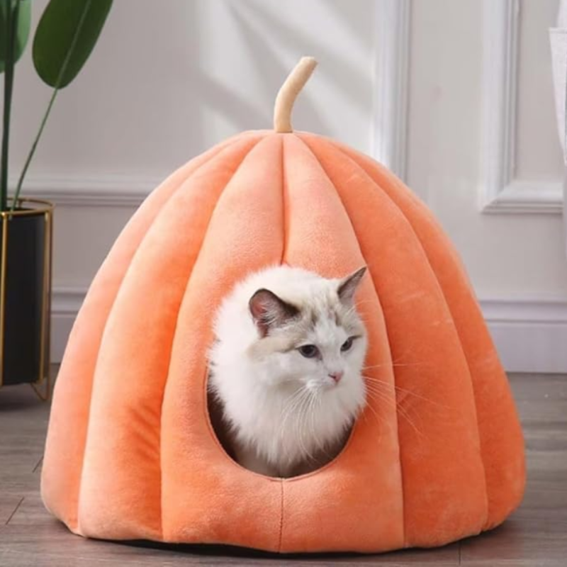 PumpkinPaws | Knus Gesloten Kattenbed voor de Winter