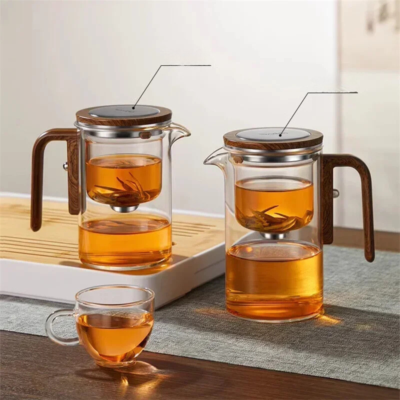 Theemagneet- Glazen Theepot met Gescheiden Filtratie