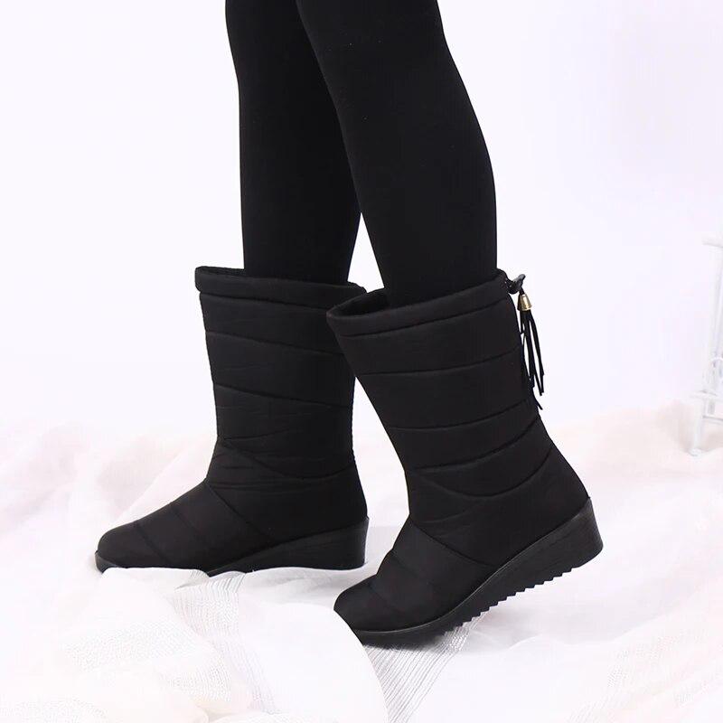 Snowla Dames Winterlaarzen met Warme Bontvoering - Dubbel Geïsoleerde Snowboots met Antislip Zool - Warme Laarzen voor de Winter, Maat 35 tot 43