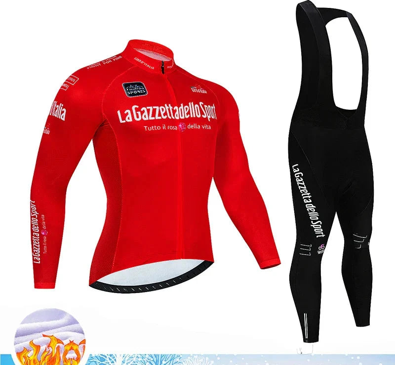Cyclovent Thermische Fietsset Heren Winter - Lange Wielertrui en Fietsbroek met Zeem - Warme Ademende Wieleroutfit voor Herfst en Winter