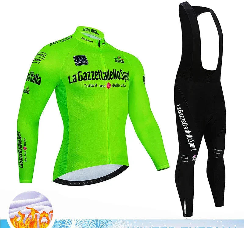 Cyclovent Thermische Fietsset Heren Winter - Lange Wielertrui en Fietsbroek met Zeem - Warme Ademende Wieleroutfit voor Herfst en Winter