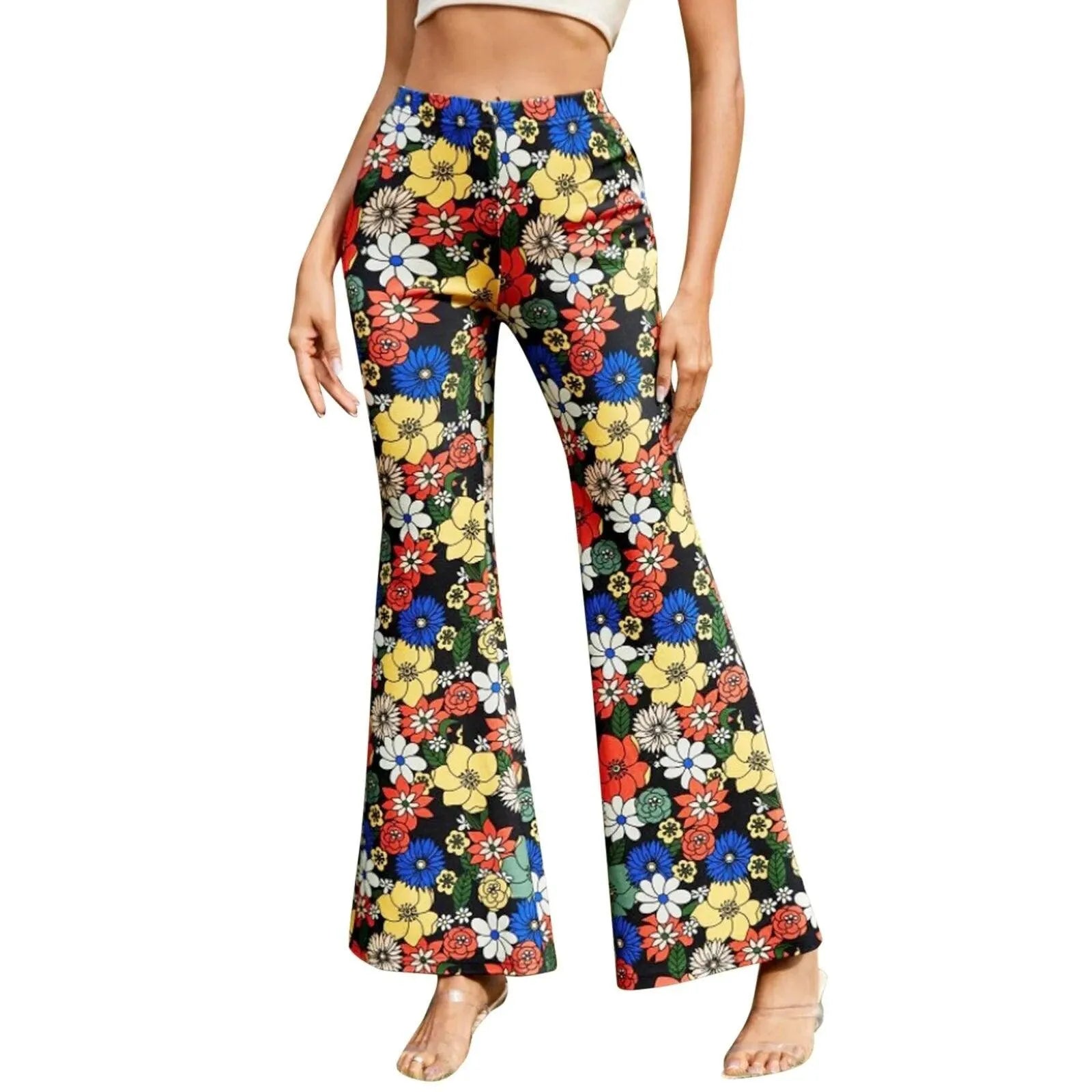 Xandrea | Vrouwen Elastisch Taille Bloemen Uitlopend Broek - Visconte