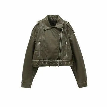 Beata - Casual retro kort leren jack - Visconte