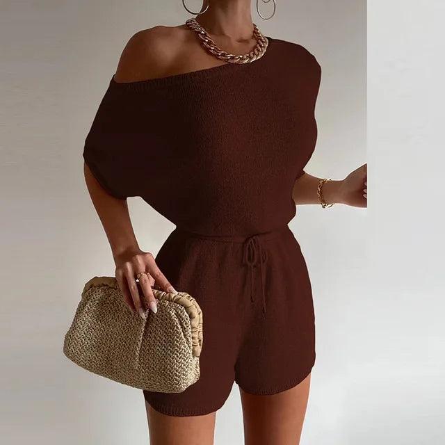 Elegante Off-Shoulder Gebreide Playsuit - Visconte