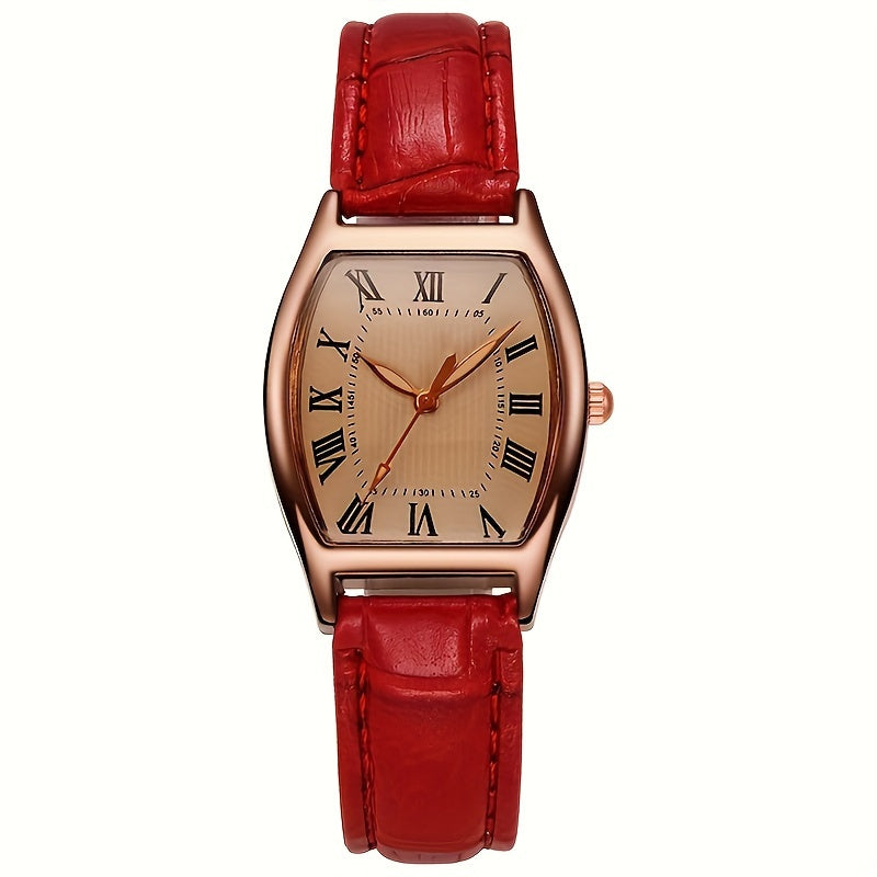 Vintage Quartz Horloge Dames - Klassiek Design met Kalender en Gouden Wijzerplaat