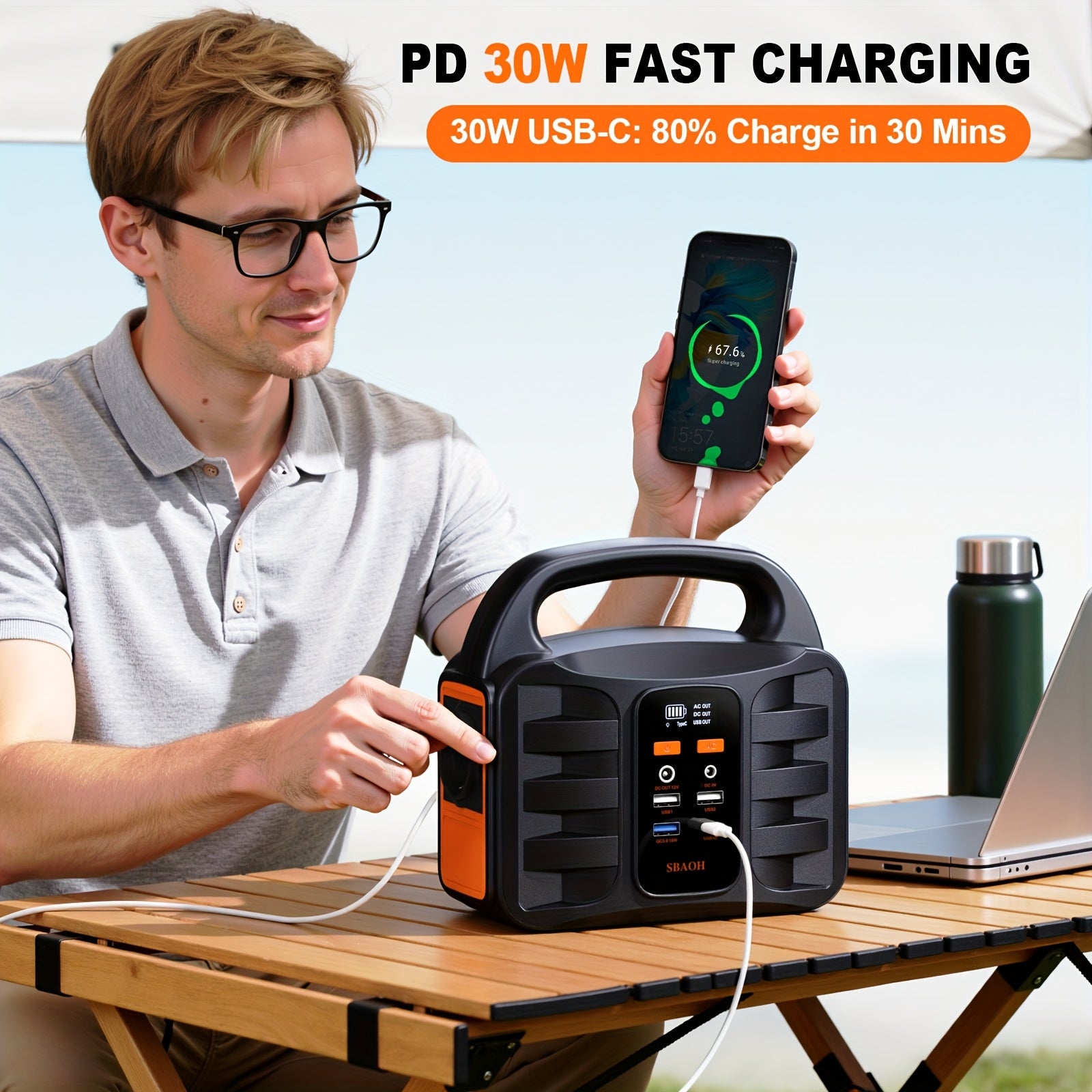 Voltura Gear | Draagbare Power Station – 194Wh Lithium Accu, 150/200W Output, AC/USB Poorten, Solar-Compatibel, Ideaal voor Reizen, Camping & Noodstroom