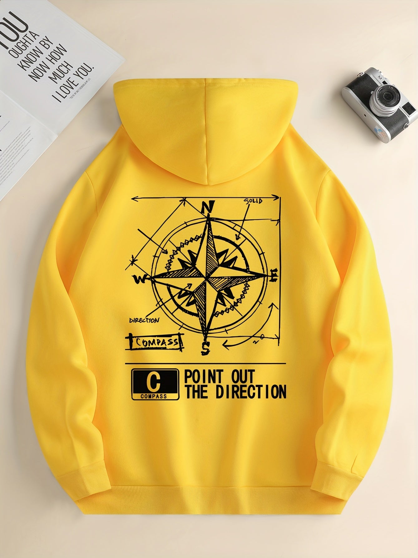 Hoodie met Kompasprint en Kangaroezak Heren | Loose fit | Tijdloze uitstraling - Praktische zakken - Ideaal voor dagelijks gebruik