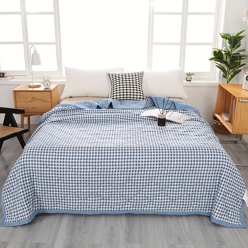 Preppy Style Plaid Zomer Quilt | Lichtgewicht gewatteerde sprei - Geschikt voor alle seizoenen