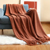 Knitted Throw Deken met Kwastjes | Lichtgewicht bubbeltextuur - Geschikt voor bank, bed en huisdecoratie