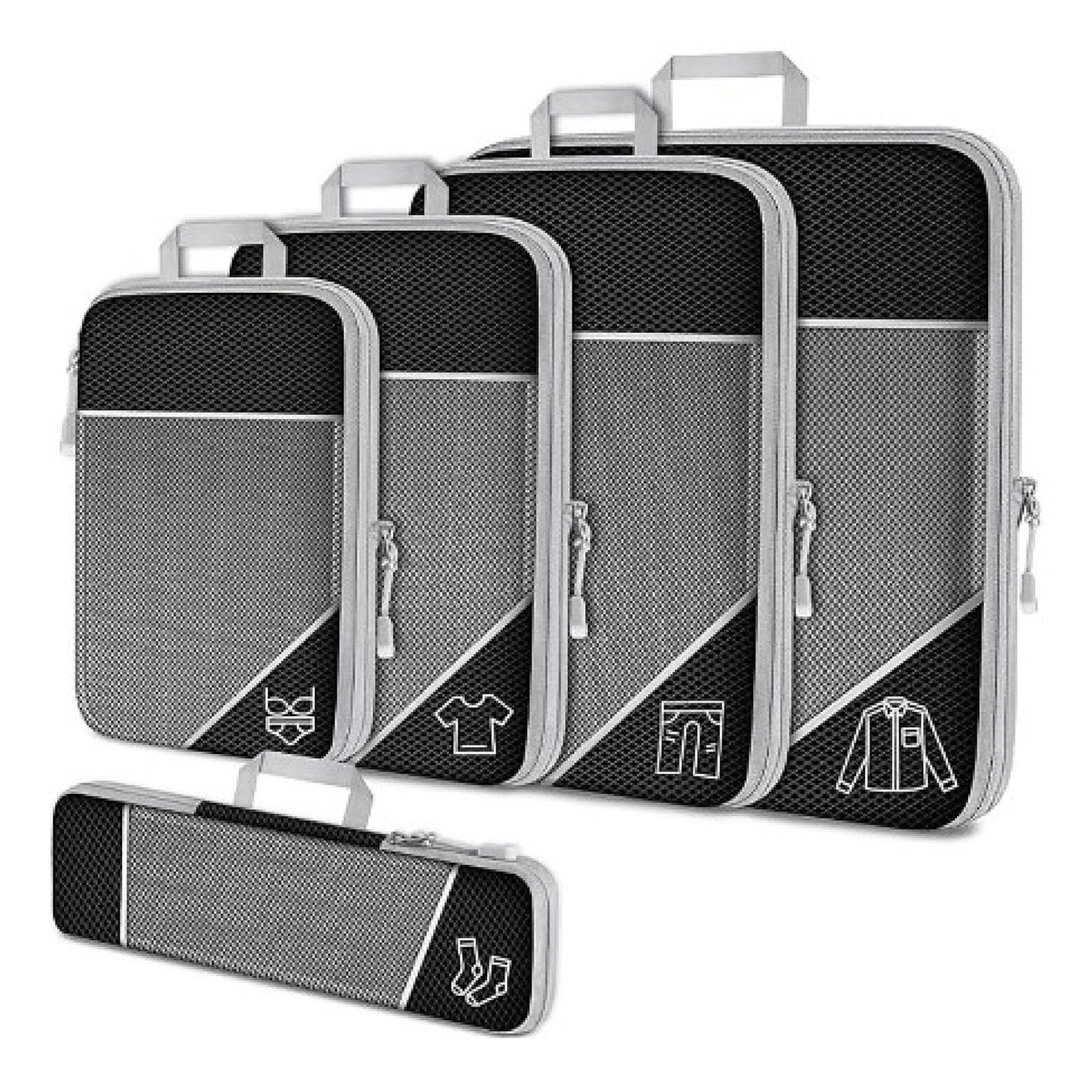 Kompressie Reisorganisers | Slimme Inpakoplossing | Ruimtebesparende Bagage Cubes | Perfect Voor Vakanties & Zakenreizen | 5-delig Set | Lichtgewicht & Duurzaam | Maximale Ruimtebesparing | Avontuurlijke Reiskompanen