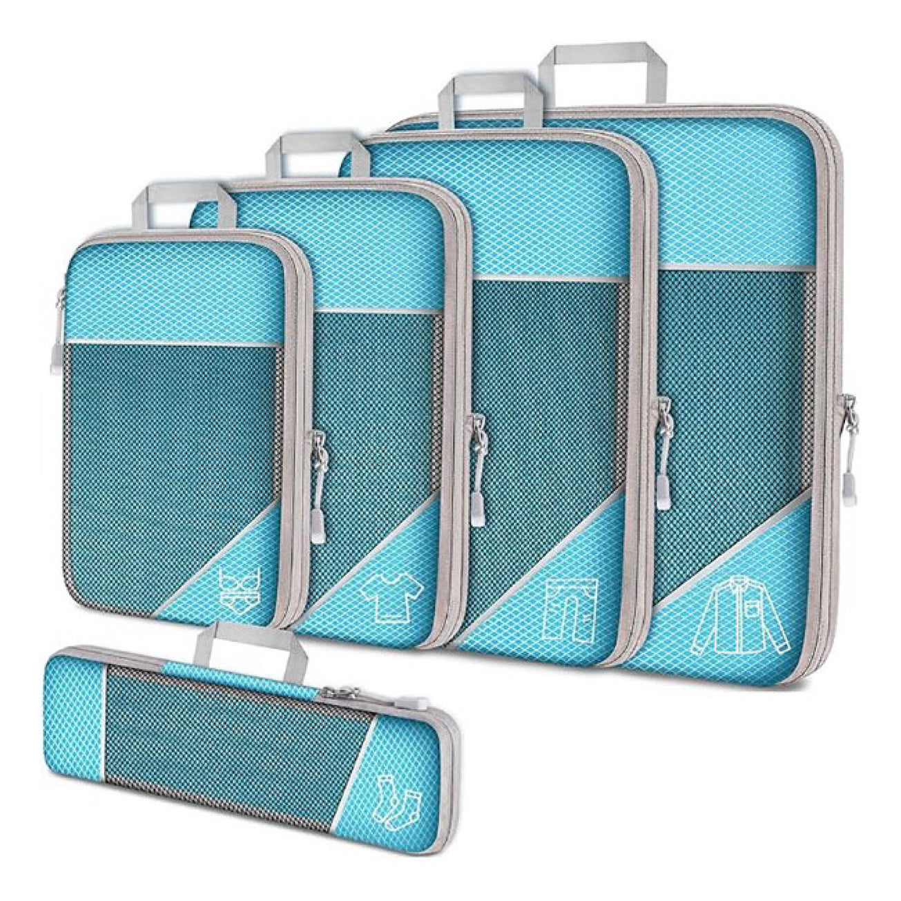 Kompressie Reisorganisers | Slimme Inpakoplossing | Ruimtebesparende Bagage Cubes | Perfect Voor Vakanties & Zakenreizen | 5-delig Set | Lichtgewicht & Duurzaam | Maximale Ruimtebesparing | Avontuurlijke Reiskompanen