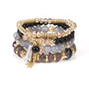 Visconte | Boheemse Zwart Goude Armbanden Set Hippie Stijl