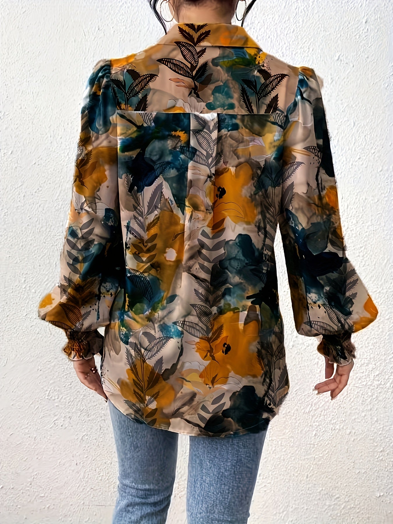 Floral Print Lapel Collar Dames Blouse | Duurzaam - Must-Have - Stijlvol & Comfortabel - Lente/Zomer/Herfst