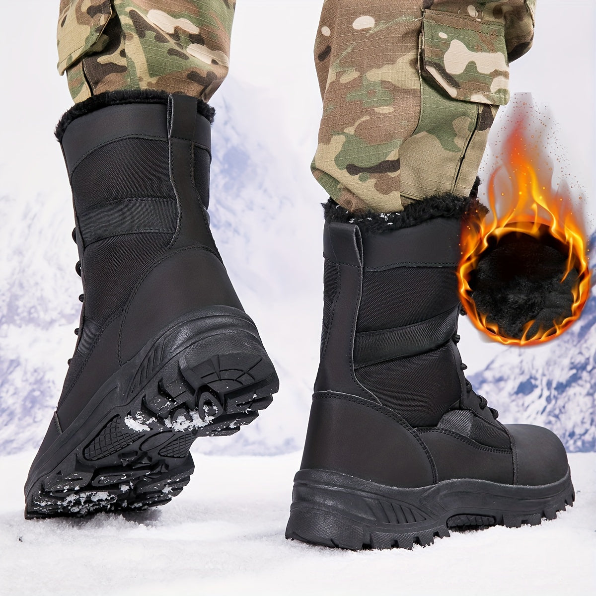 Regen laarzen | Warme, Hoge Wandelschoenen voor Heren - Bontgevoerde, Veterschoenen voor de Winter met Waterafstotende Buitenzool