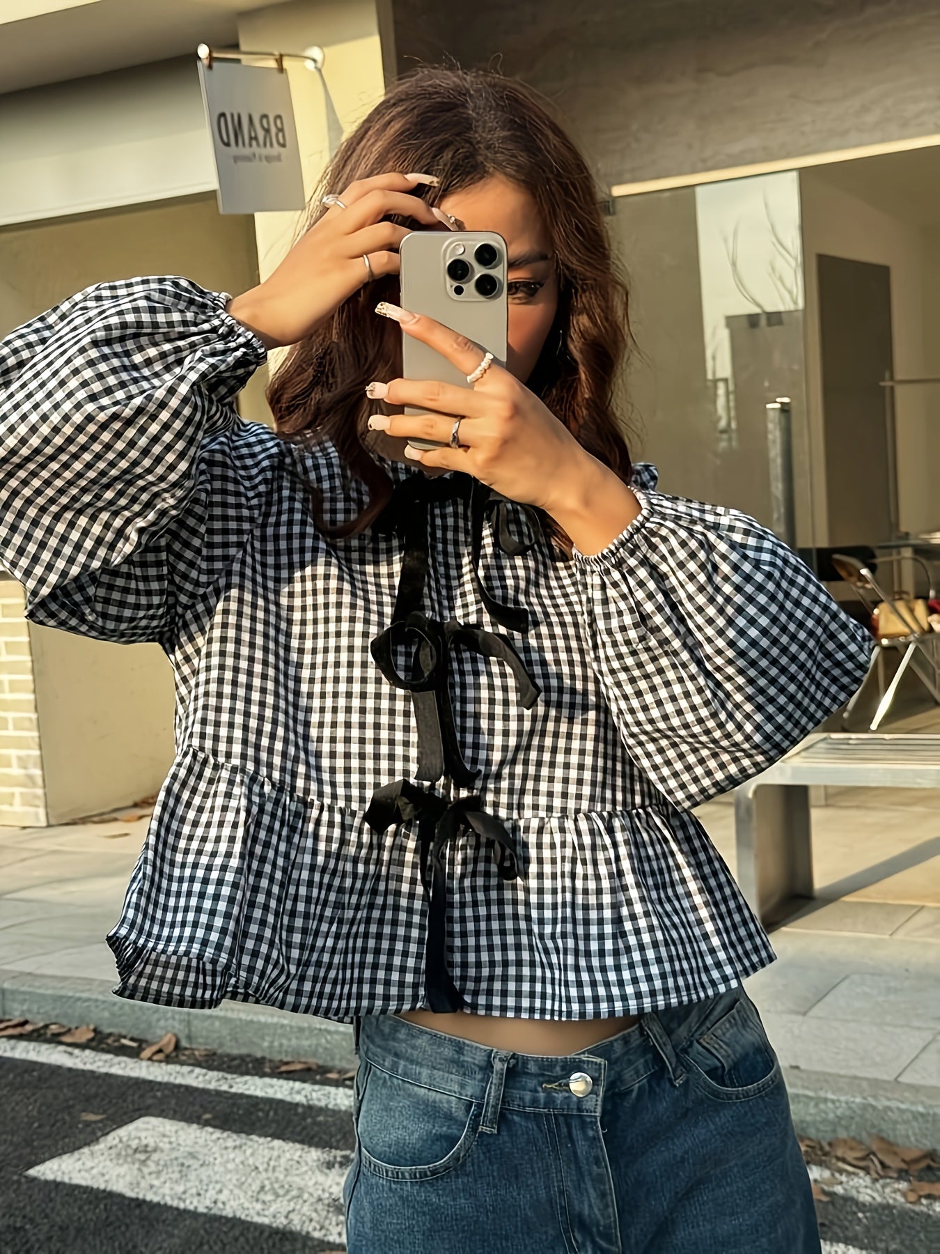 Plaid Bubble Dames Blouse | Duurzaam - Must-Have - Stijlvol & Comfortabel - Lente/Zomer/Herfst