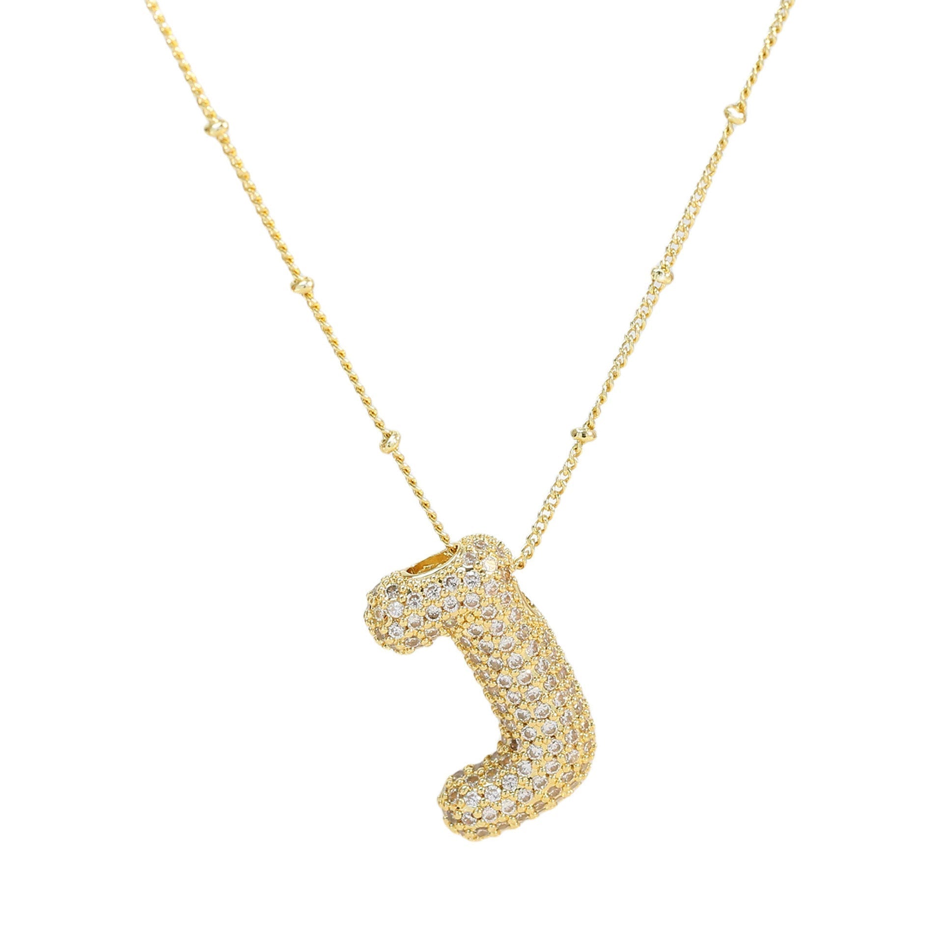 Dames Ketting – Initial Hanger – Fonkelende Stenen – Verfijnde Schakelketting – Statement Sieraad