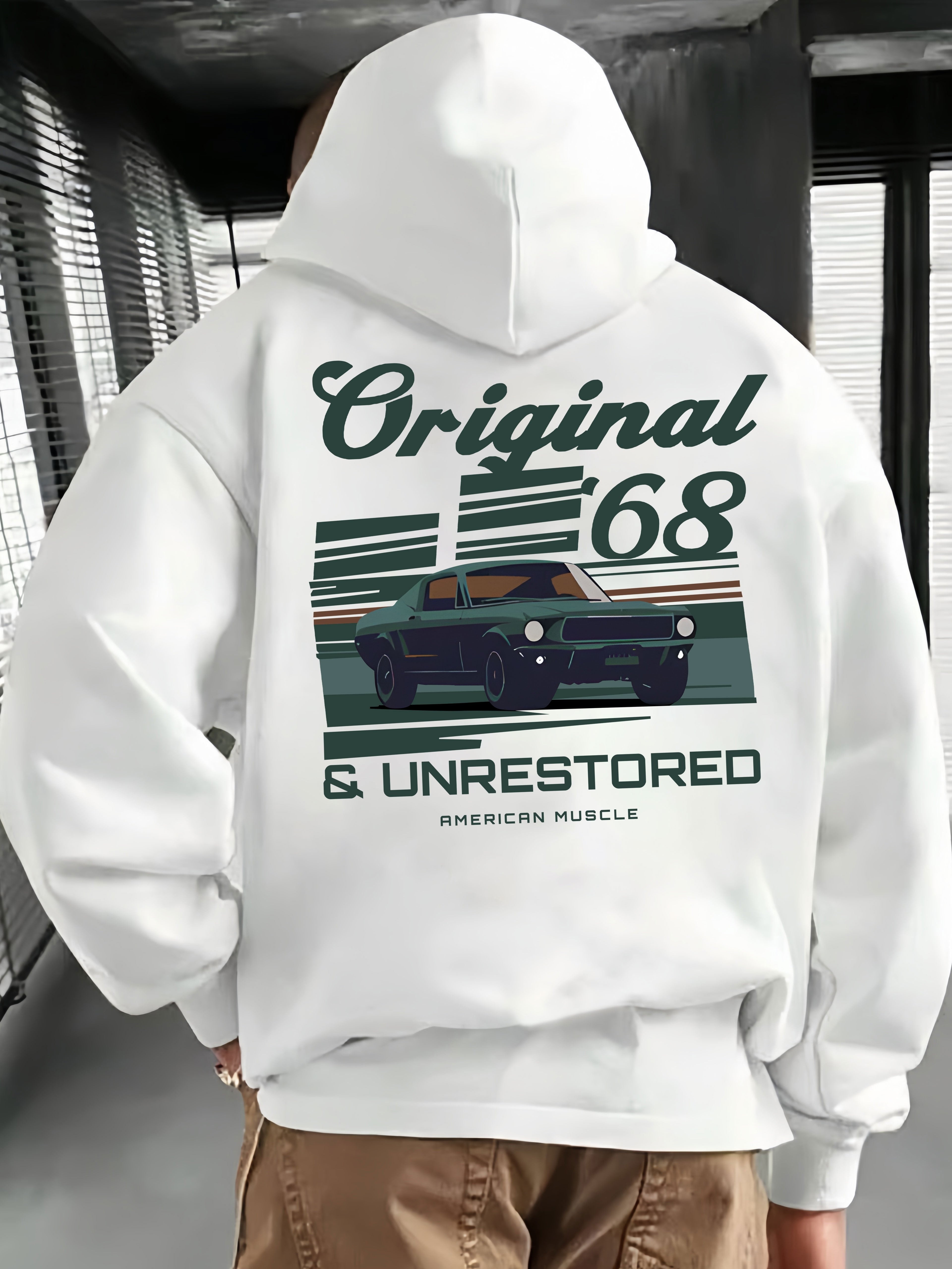 Vintage Muscle Car Hoodie Heren | Loose fit | Klassiek ontwerp - Zachte Franse badstof - Comfortabele pasvorm