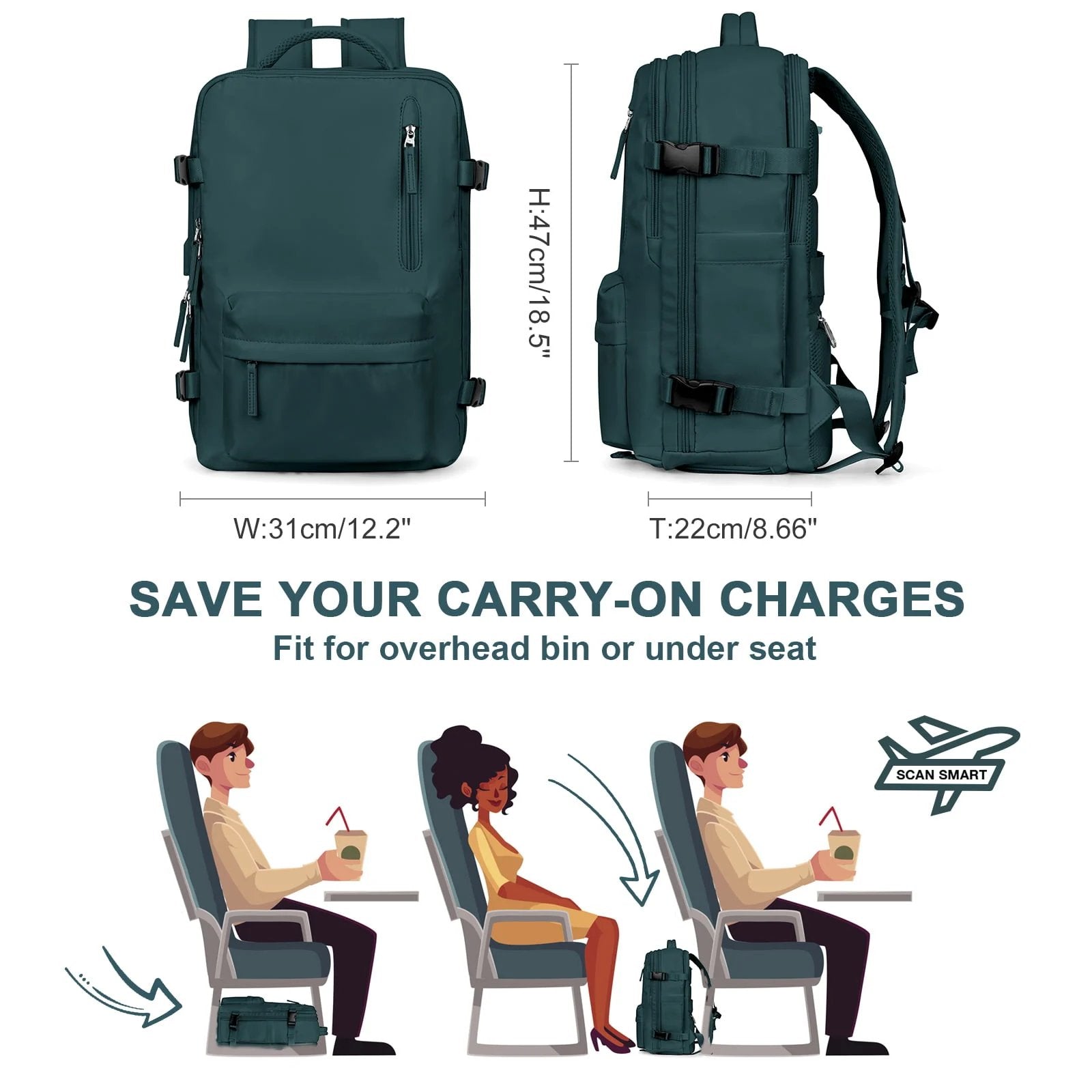 TRAVELMATE - Grote Waterdichte Reistas Rugzak met USB – Anti-Diefstal & Schoenenvak – 35L