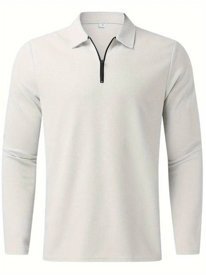 Alex - Casual wafel shirt met lange mouwen en v-hals - Visconte