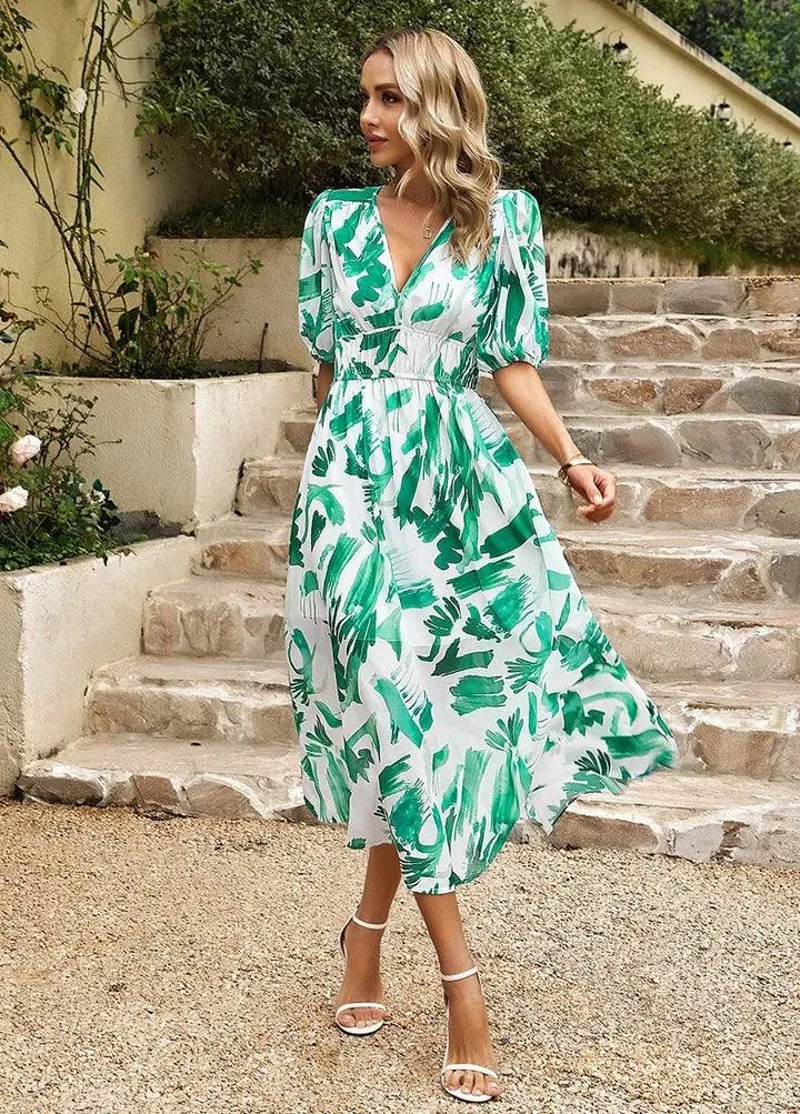 Dames midi-jurk met bloemenprint - Visconte