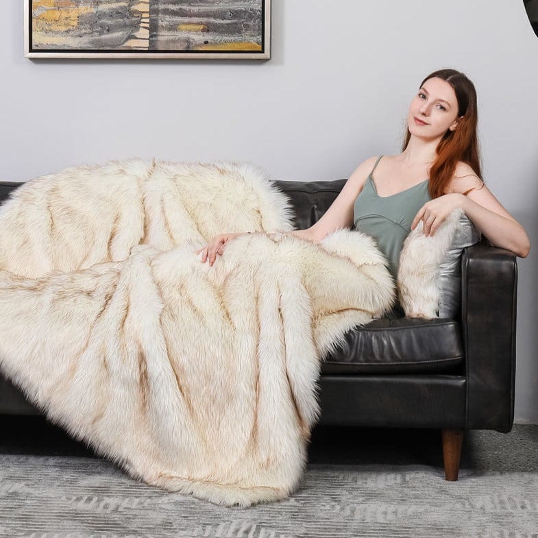 Arctic Fox Faux-Fur Dekentje | Zacht imitatiebont - Warme en luxe uitstraling