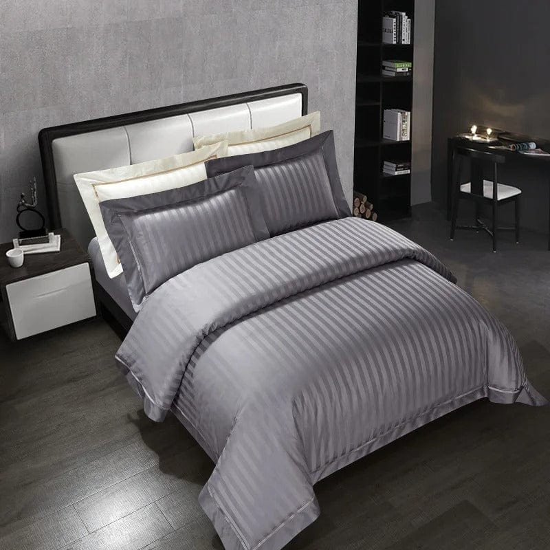 Prestige Grey Duvet Cover Set (Egyptian Cotton) | Luxury Egyptian Cotton - Deep Grey Shade - Perfect for Comfort and Style