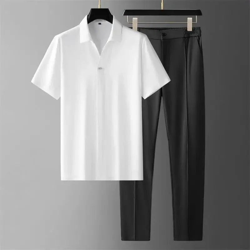 Luxe Herenset Stretch Polo-Shirt & Broek - Visconte