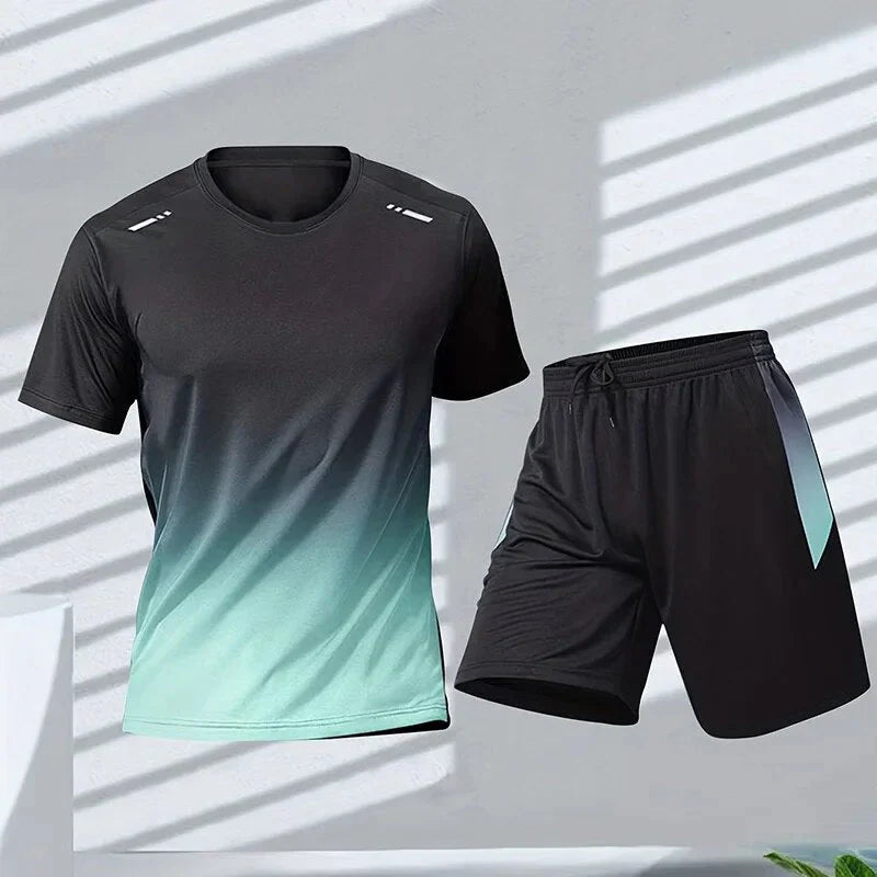 Sportkleding Heren Set – Tweedelige Sportset met Shirt en Korte Broek – Sneldrogend & Comfortabel