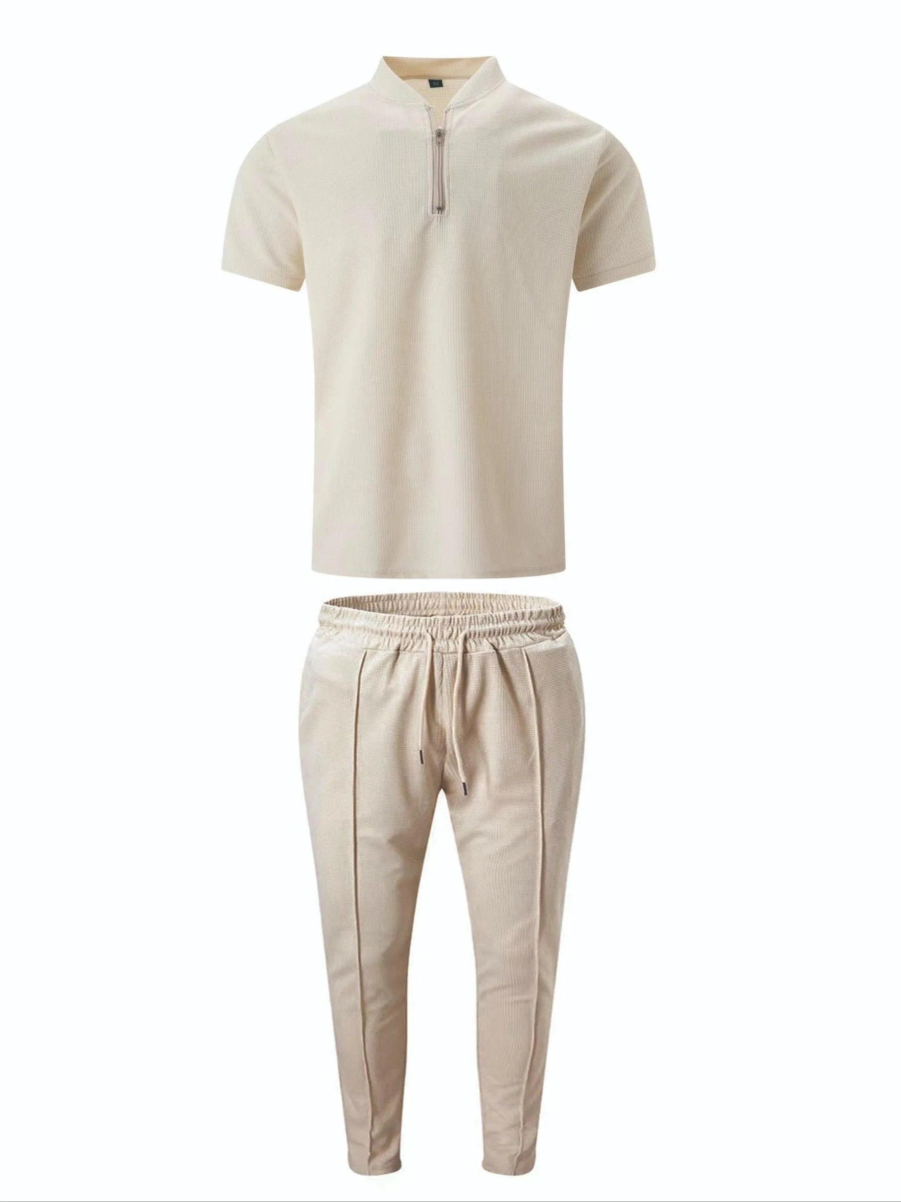 Lounge Set Heren | Casual - Zip- T-Shirt - Lange Broek - Loungewear -Effen Kleur - Visconte