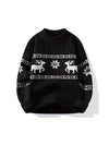 Heren Casual Kerst Rendier Trui - Gezellige Gebreide, Ronde Hals Pullover