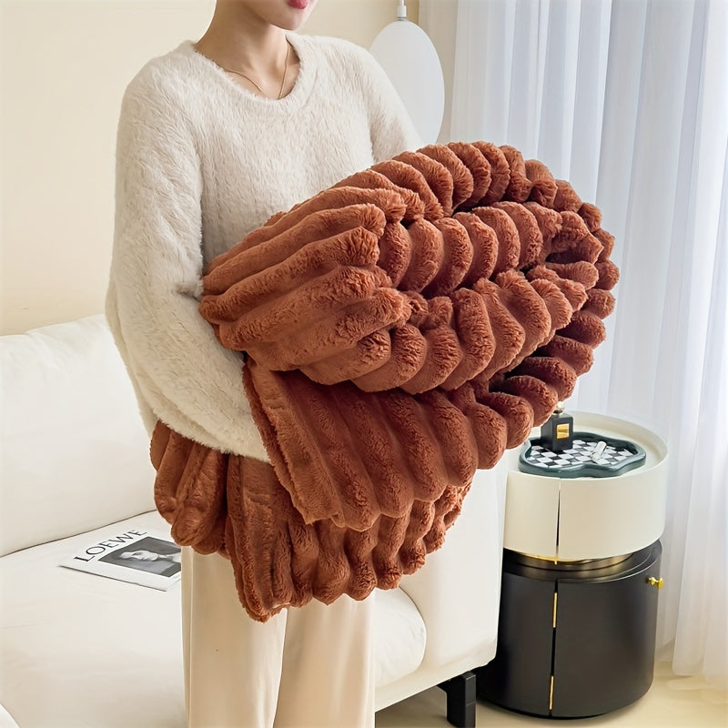 Plush Faux Rabbit Fur Blanket | Super Soft &amp; Warm - Suitable for Home or Travel