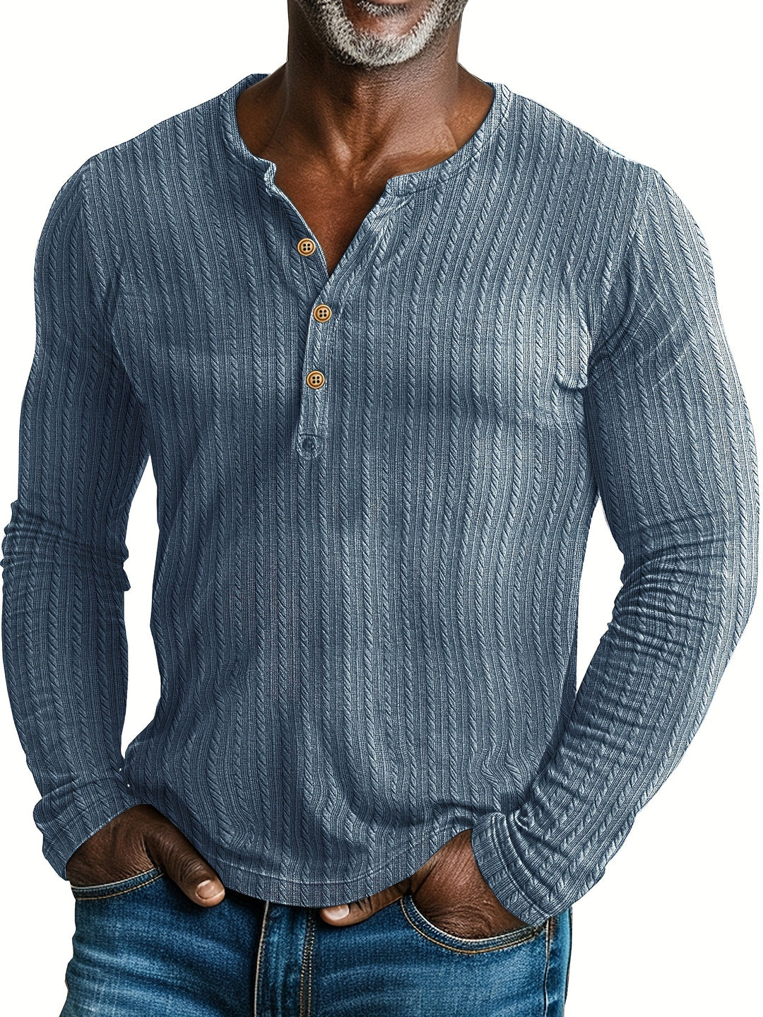 Heren Henley Shirt | Gebreid & Stretch | Lange Mouw | Casual Lente Stijl